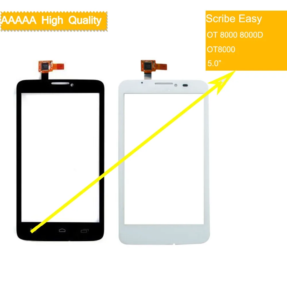 

10pcs touch screen For Alcatel One Touch Scribe Easy OT 8000 8000D OT8000 TouchScreen Sensor Digitizer Glass Front Panel NO LCD