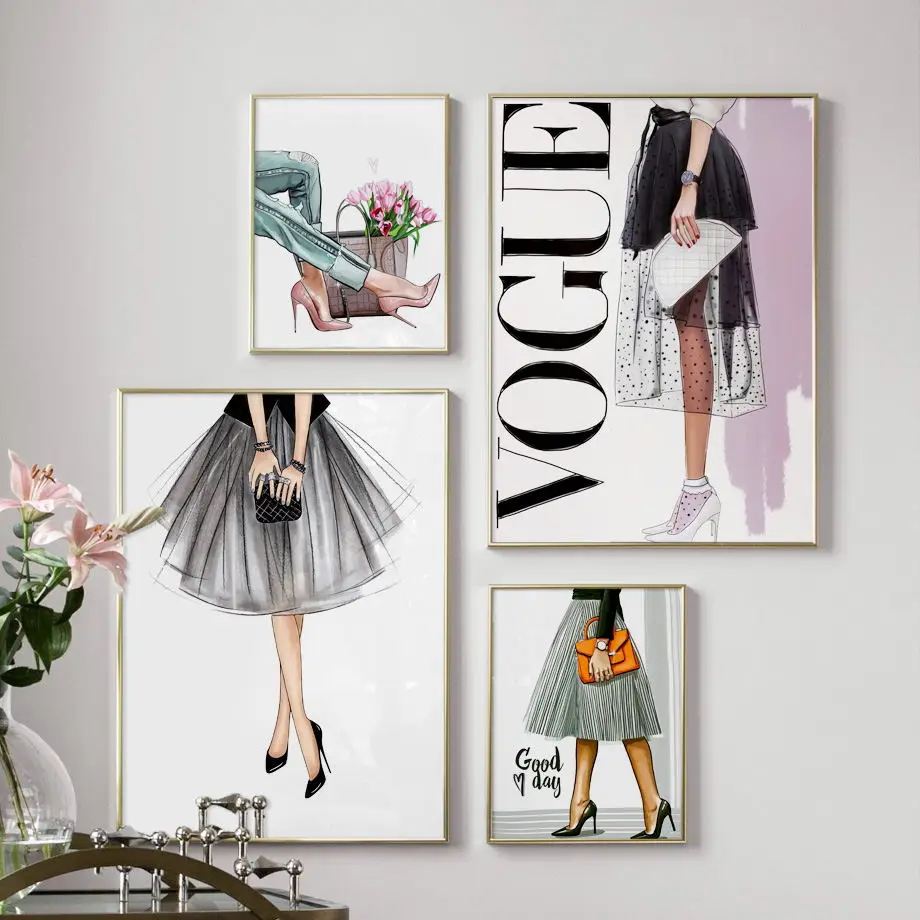 Модная супер модель Vogue Женская сумка Настенная картина холст плакаты на скандинавскую тему и принты настенные картины для декора гостиной