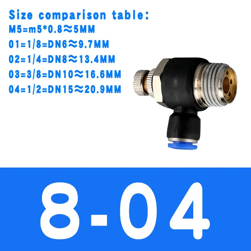 Пневматический регулятор скорости потока 8 мм 6 мм 10 мм 12 мм OD шланг трубки 1/" 1/8" 3/" 1/2" BSP Мужской газовый воздушный поток предельный клапан Быстрый фитинг - Цвет: SL8-04