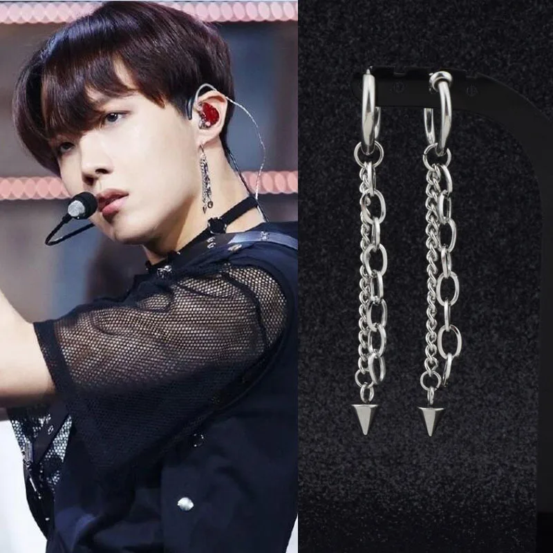 

KPOP DNA Korean Earring Acessorios 1PCS Fashion Jewelry Boys Album Taper Stud Earrings For Women Brincos Silver Men