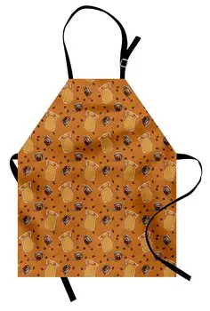 

Coffee Apron Beans Cup and Pot on Glazed Cookie Patterned Warm Colored Background Kitchen Bib Apron for Cooking Baking Gardening