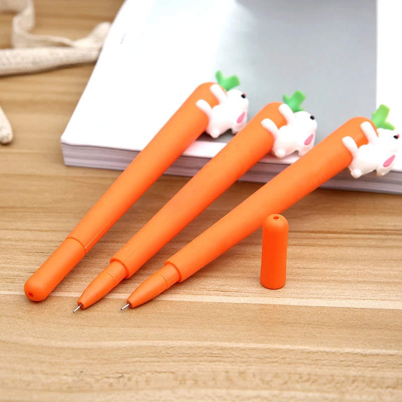 Cute Cartoon Creative White Rabbit Love Carrot Students Black Neutral Pen Office Signature Pen Stationery For Office