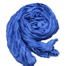 Fashion 2016 New Designer Denim Blue Women Winter Cotton Linen Blended Solid Echarpes Foulards Fold Candy