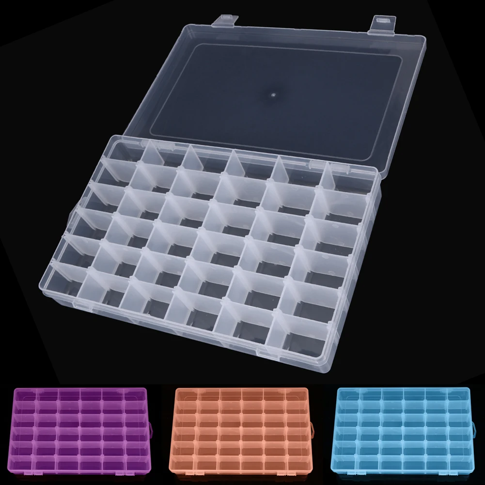 

Adjustable 36 Compartment Plastic Clear Storage Box Woomen Earring Ring Jewelry Beads Make Up Storage Case Organizer