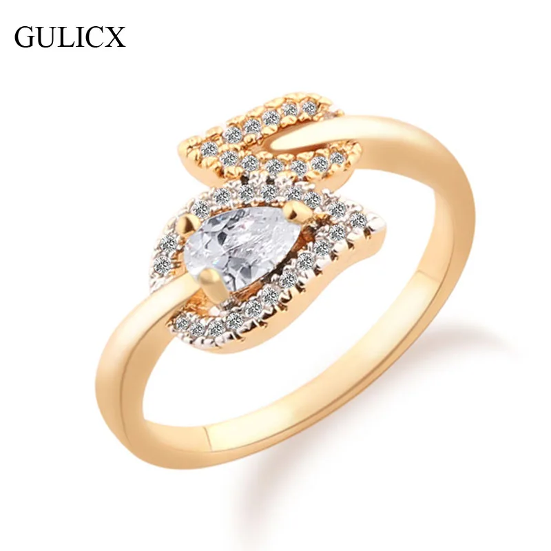 gulicx leaf shape rings for women gold color ring teardrop heart crystal zirconia wedding ring - Teardrop Wedding Ring gulicx leaf shape rings for women gold color ring teardrop heart crystal zirconia wedding ring - Teardrop Wedding Ring