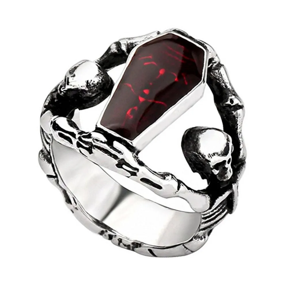 

High Quality Rings Non-mainstream Alternative vampire gothic skeleton coffin Rings Men and Women Jewelry