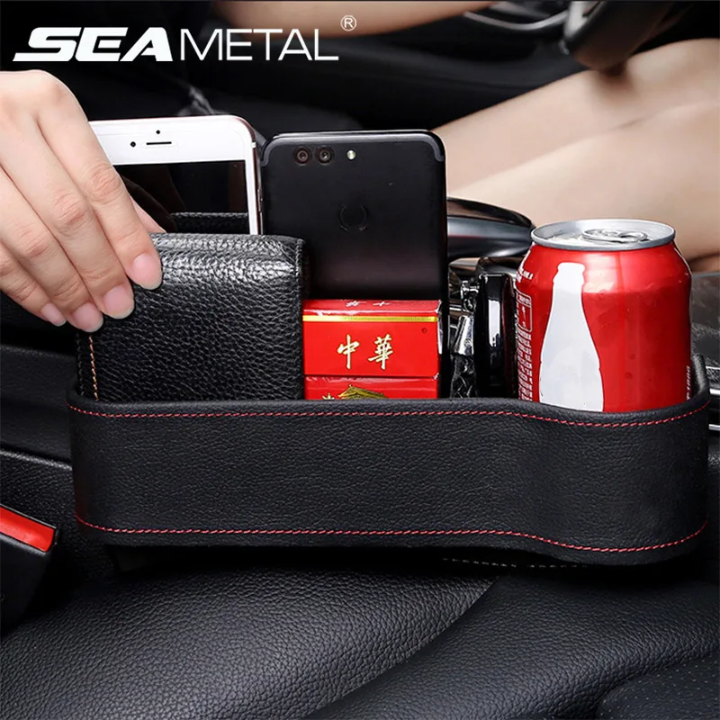 

Storage Box Car Crevice Organizer Seat Gap PU Leather Case Car Seat Side Slit for Wallet Phone Cigarette Key Cards For Universal