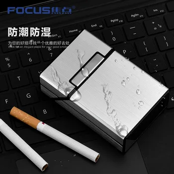 

Three-color portable aluminum moisture-proof and anti-pressure cigarette case and lighter business men hold 20 cigarettes