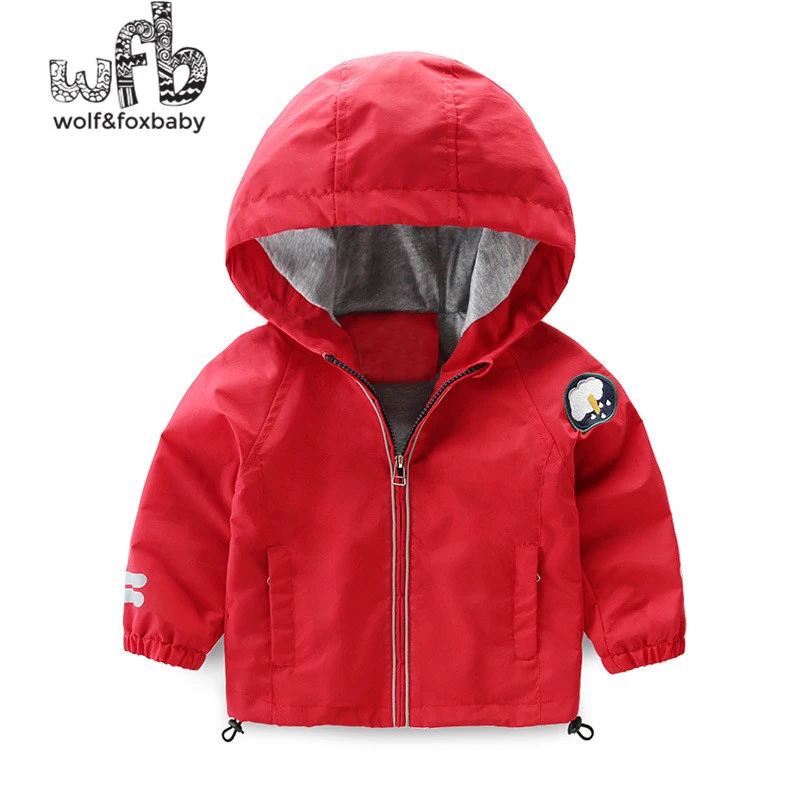 Retail 2-8 years long-sleeved pure color hooded coat windbreaker boy spring fall autumn