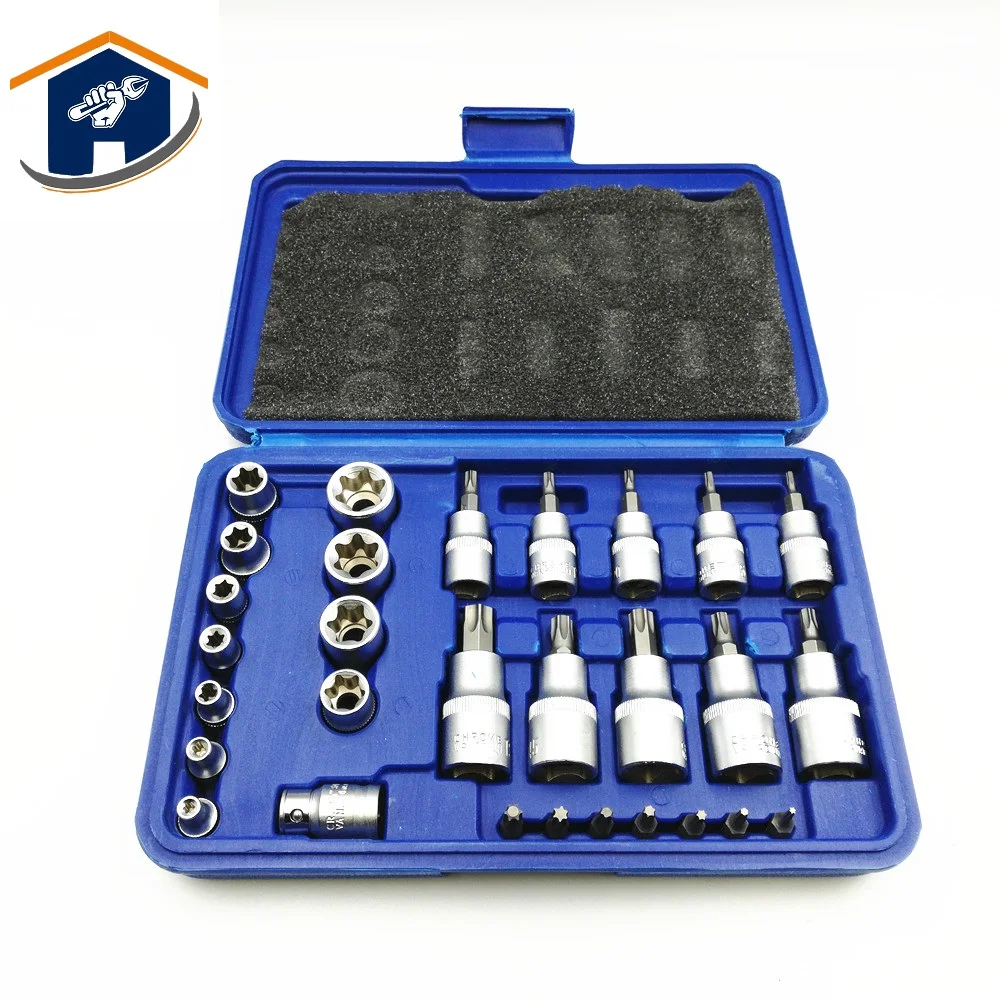 

HS Tools 30PC Torx Socket Set of Tool Female Male Torx E & T Sockets Set Repair Tools