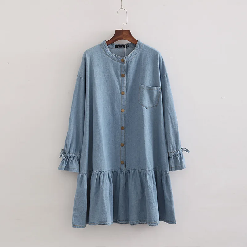 

2019 spring autumn women Dress Plus Size 4XL High Quality Pockets Casual Jeans Dress For Women Vintage Denim Dresses