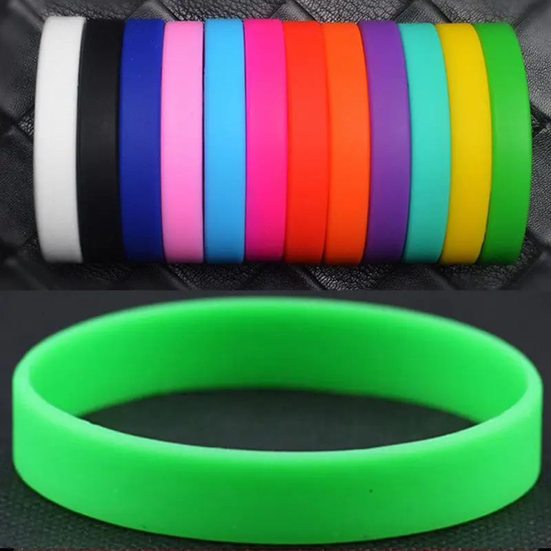 

2Pc Silicone Rubber Elasticity Wristband Wrist Band Cuff Bracelet Bangle Fashion