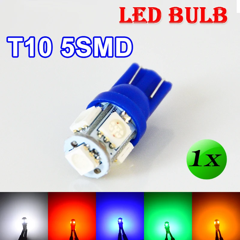 

flytop 1 X T10 5SMD LED Bulb 168 194 W5W Car Lights 5050 SMD Auto Lamp 12V XENON 5 Colors White/Blue/Red/Yellow/Green