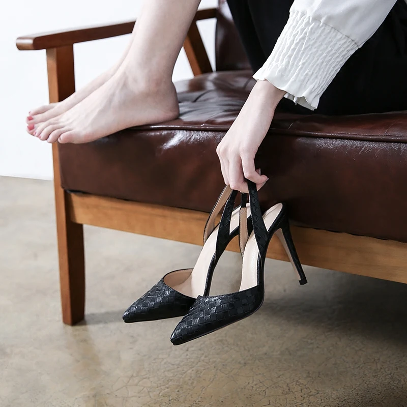 Г. классические женские туфли с закрытым носком и открытой пяткой пикантная обувь на высоком каблуке в стиле ретро с плетеным носком босоножки маленького размера 31-44