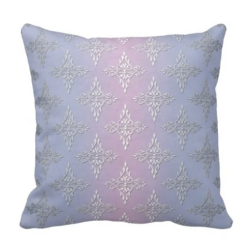 Serious Pale Blue And Lavender Damask Pattern Throw Pillow Case (Size