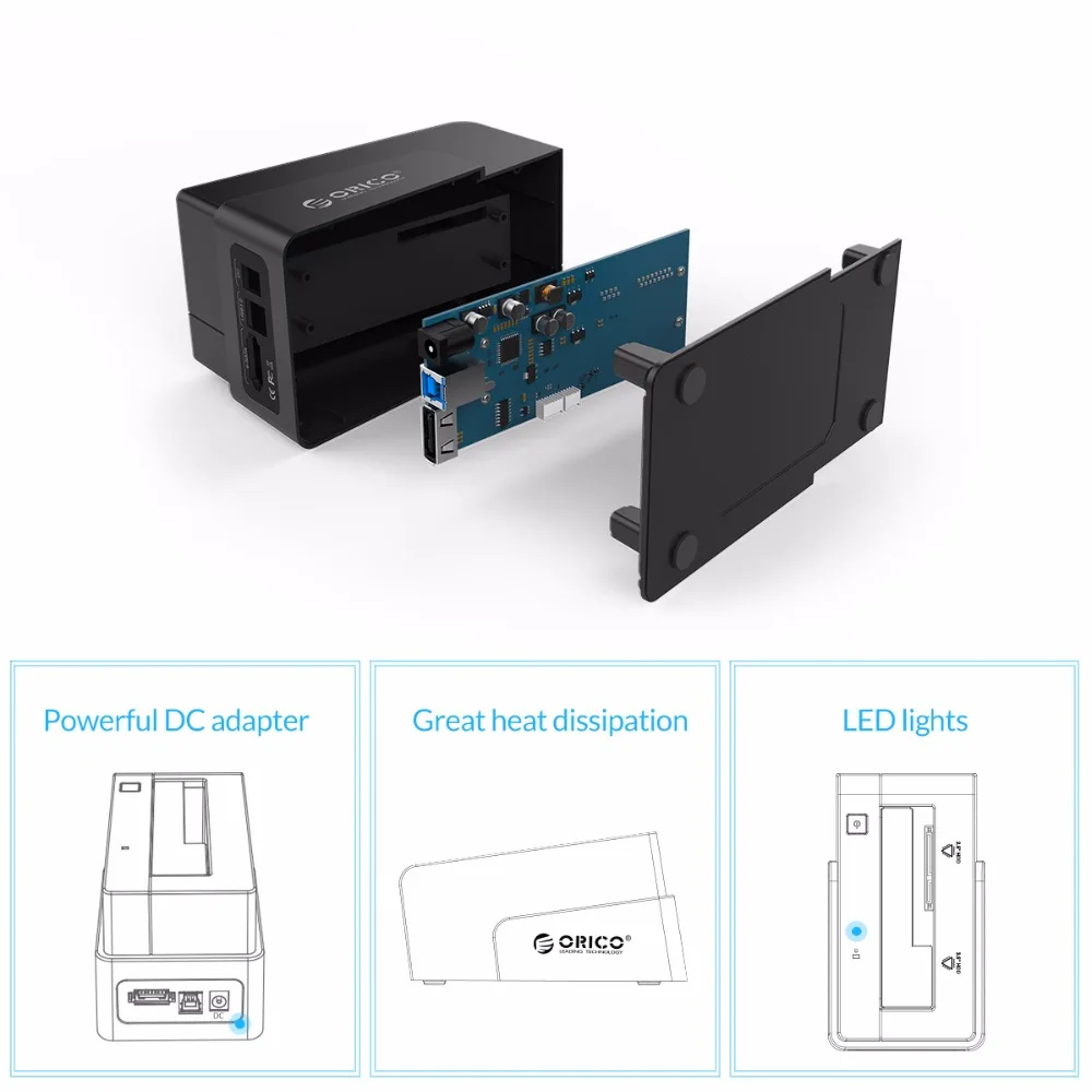 Внешний жесткий диск ORICO 6618SUS3 2 5 и 3 дюйма SATA2.0 USB3.0 eSATA док станция с адаптером