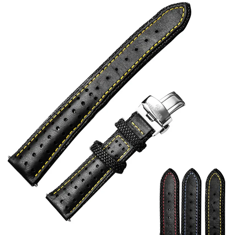 Reef Tiger Mens Design Leather Strap With Deployment Buckle Durable