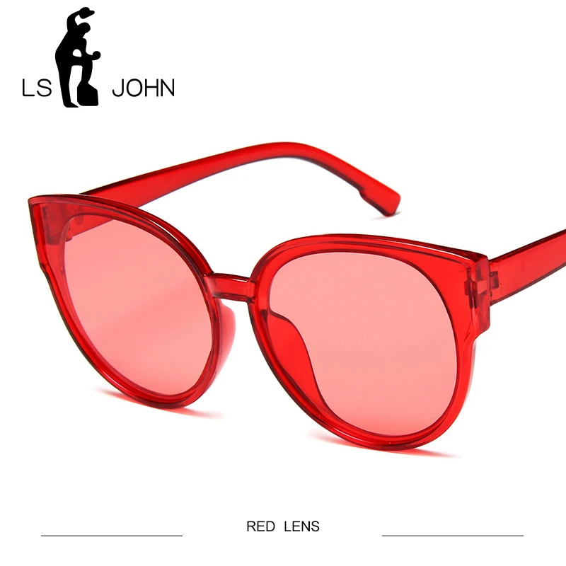 LS JOHN Vintage Sunglasses Women Cat Eye Sunglasses Sexy Summer Red Sun Glasses for Female Brand Designer Eyewear UV400 - Цвет линз: RED