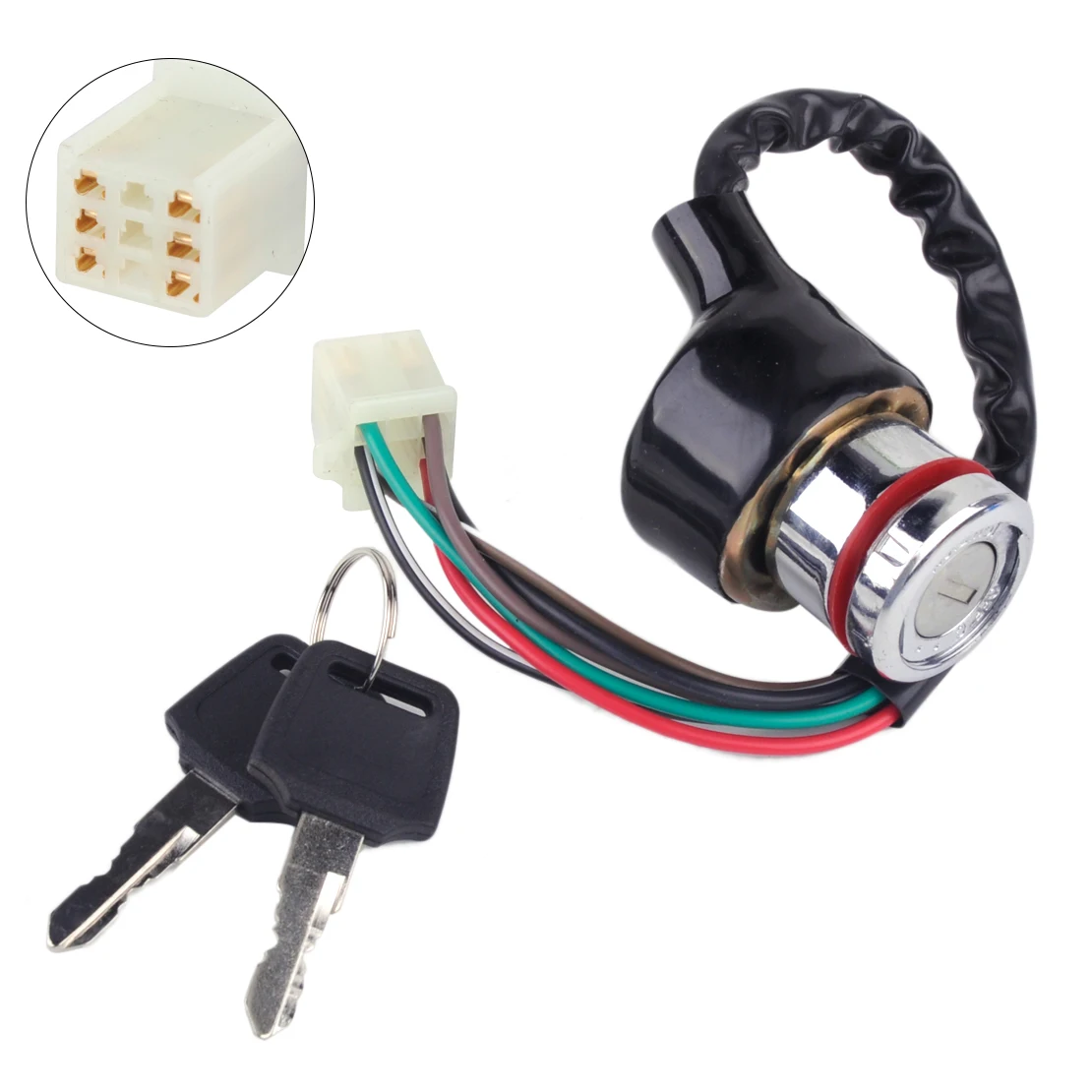 DWCX 6 Pin Car Motorcycle Ignition Switch 3 Position 6 Wire With 2 Keys