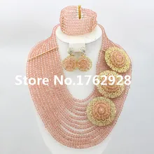 Великолепный 12 рядов нигерийские бусы Свадебный комплект ювелирных изделий африканские костюмы комплект украшений для вечеринки хрустальные бусины