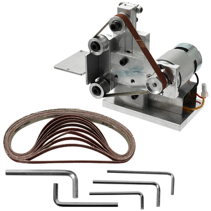 HLZS-Multifunctional Grinder Mini Electric Belt Sander Diy Polishing Grinding Machine Cutter Edges Sharpener Belt Grinder Sand - Color: Black