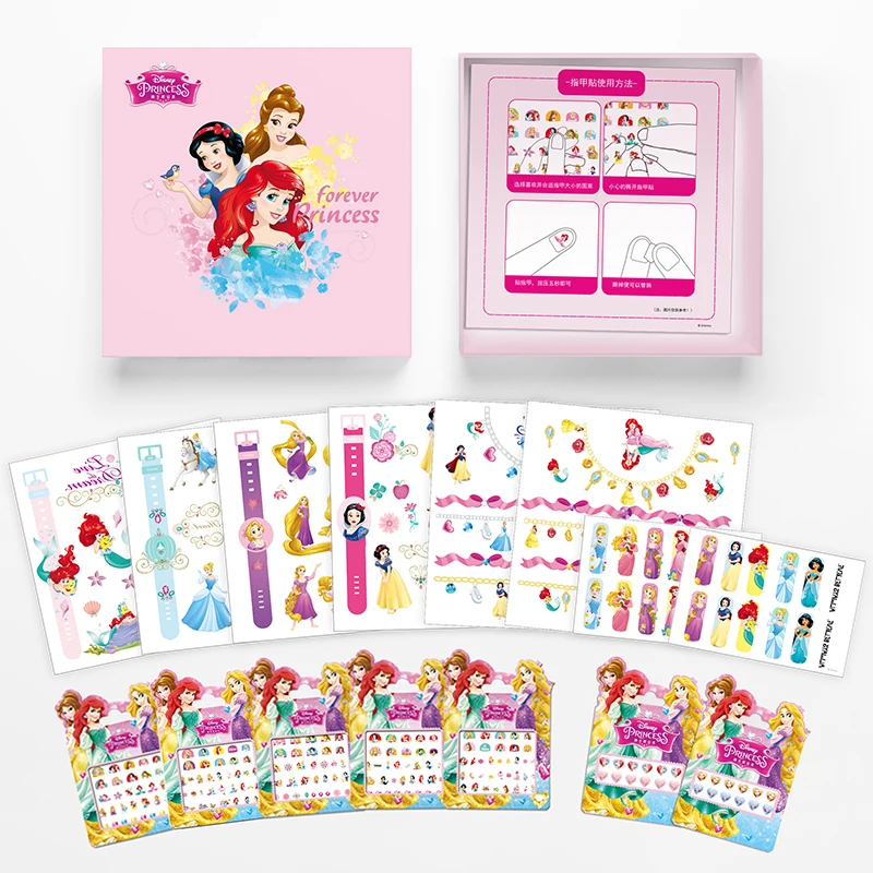 15 Pcs/lot 2019 New Disney Princess Frozen Tattoo Sticker Set With Original Box Girls Nail Finger Sticker Stud Earrings Gift Set