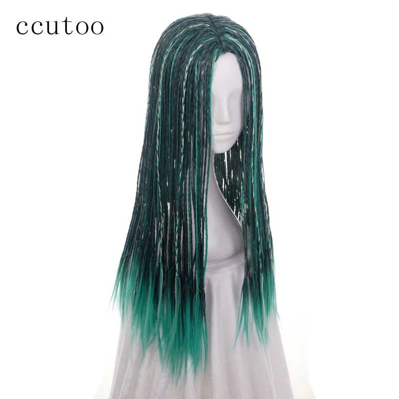 Ccutoo 3 тона синий серый микс черный Ума косы длинные прямые потомки синтетические волосы косплей парик для Хэллоуина вечерние парики