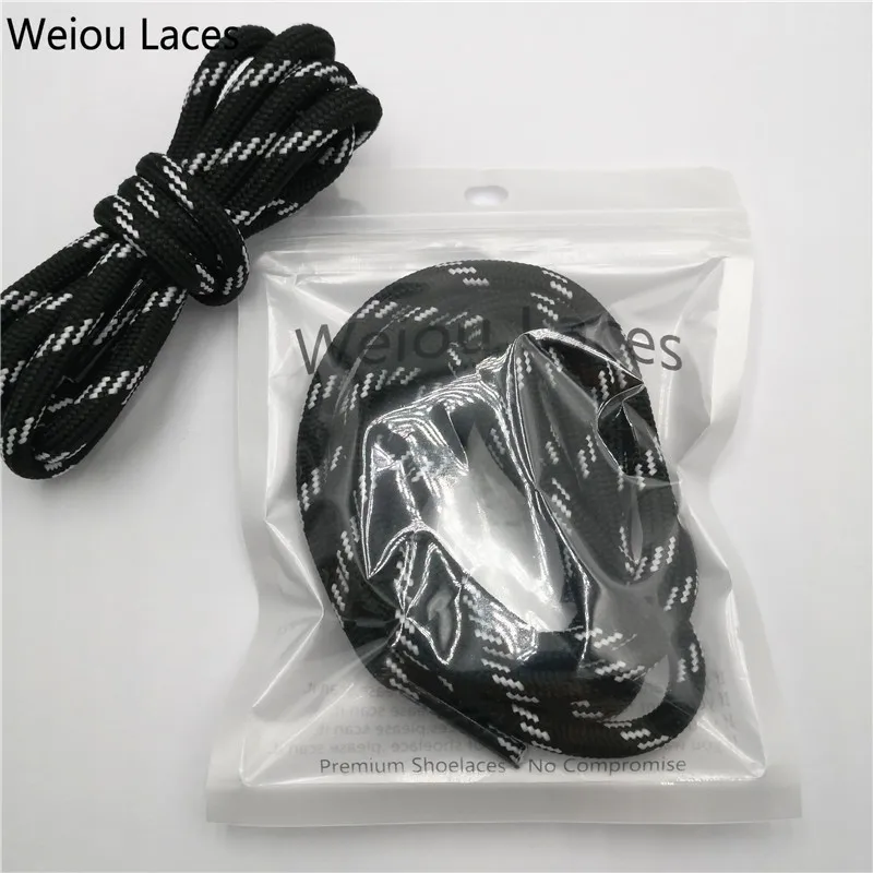 Weiou 5,5 мм уличные походные спортивные шнурки для папы полосатые полиэфирные шнурки круглые шнурки прямые поставки с фабрики шнурки черные