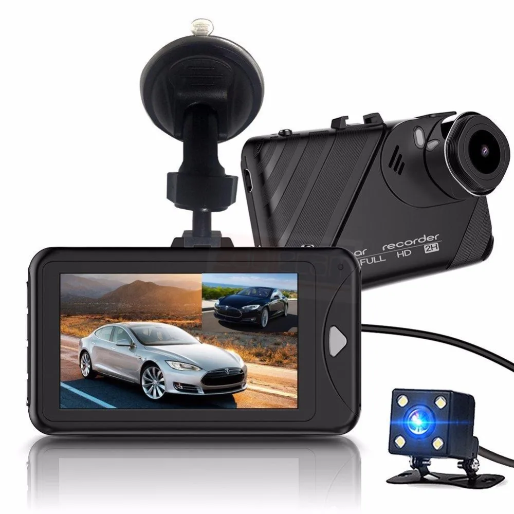Оригинальный Двойной объектив тире Камера 3 дюймов Dashcam Новатэк 96658 видео