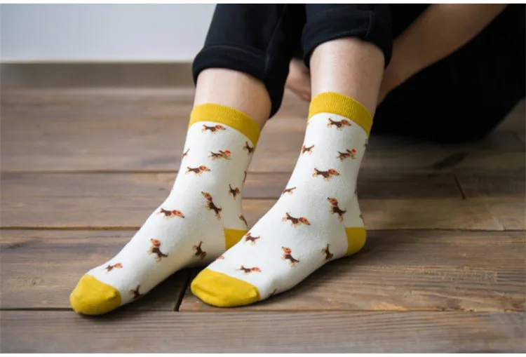 Модный бренд смешно мужская пара собака экипажа носки для мужчин и женщин Новинка Бигль Щенок животных хлопковые носки