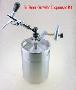 

Stainless Steel 5L Mini Beer Growler + Mini Keg Dispenser with adjustable beer tap + Co2 keg charger kit