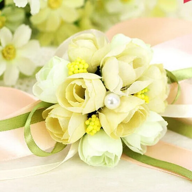 

Roses White Wrist Corsage Wrist Flowers for Bridesmaids Flower Bracelet Pink Blue Bridal Sisters Wedding Accessories