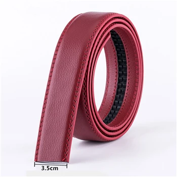 WESTERN AUSPICIOUS Belt No Buckle 3.5CM Cowskin Genuine Leather Belt Men Without Automatic Buckle Strap Blue Red Coffee Brown dragon belt Belts