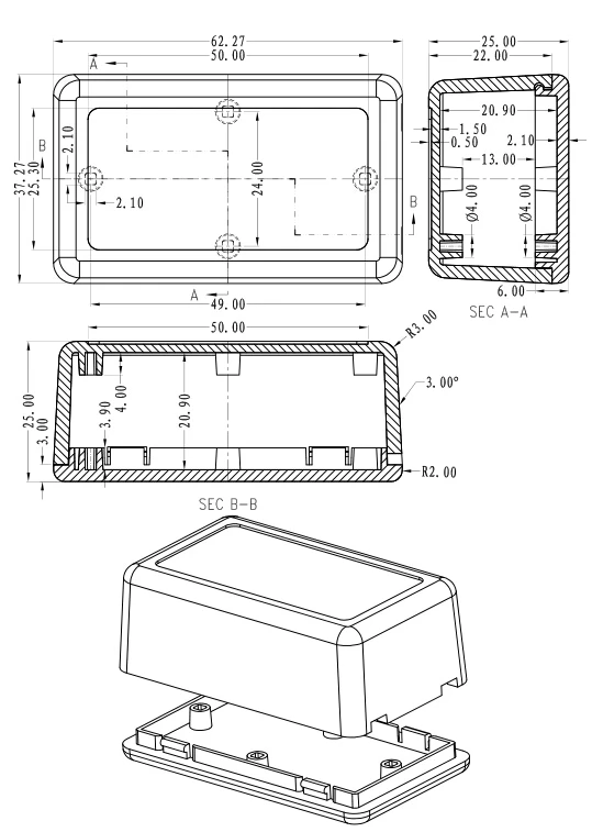 plastic enclosure for electronics control box szomk diy enclosure junction box plastic housing small abs instrument enclosure distribution box black plastic box enclosure electronics case  (13).jpg