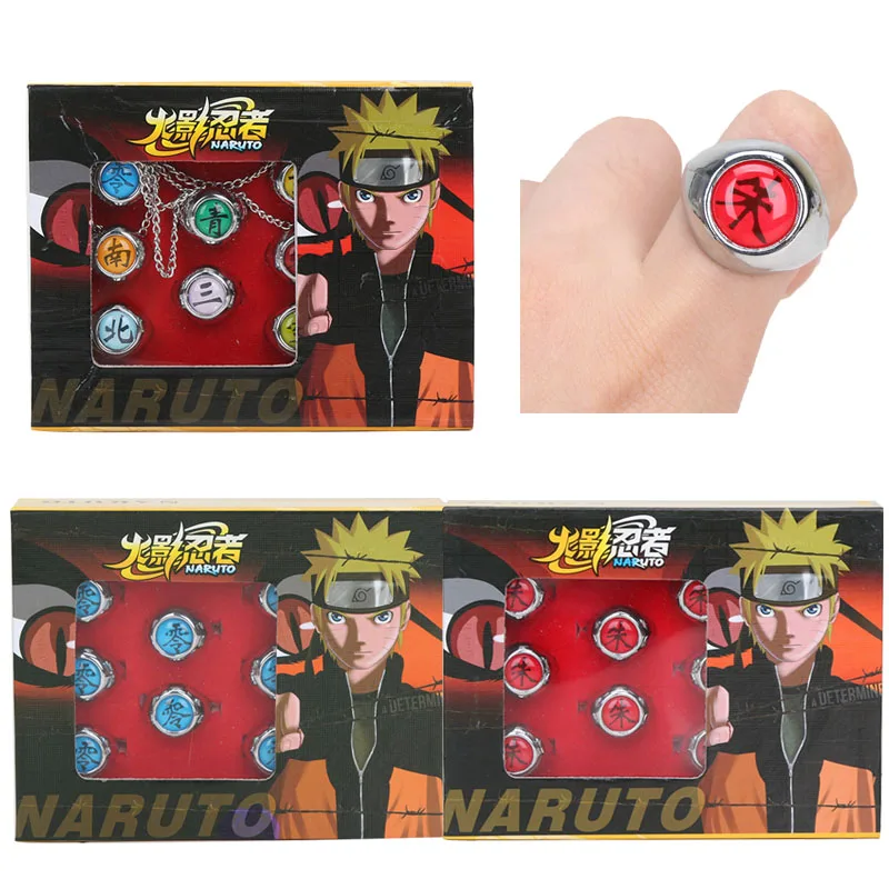 

10pcs/set Anime HOKAGE Naruto Akatsuki cosplay Alloy Ring Set Sasori Itachi Hidan Deidara Pein figure Toys