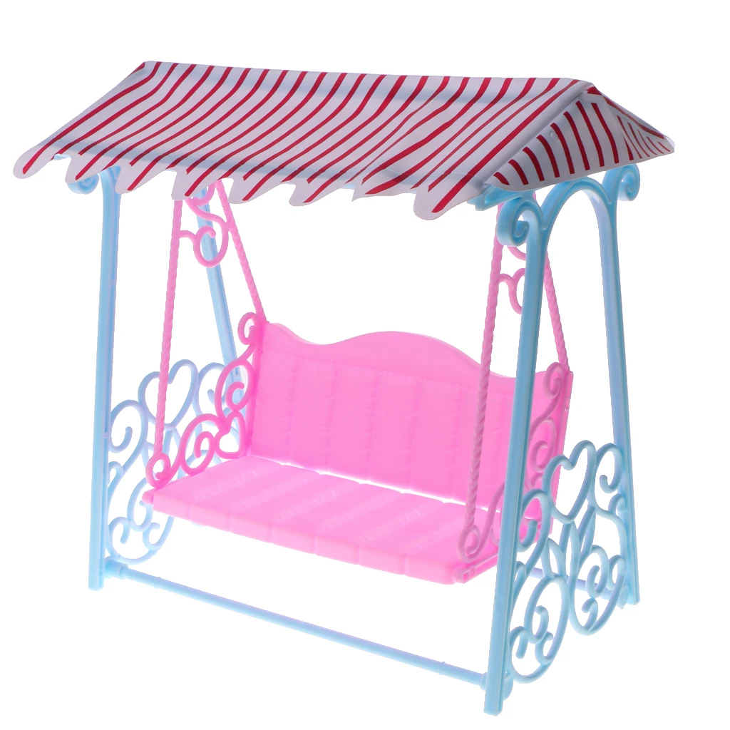 1/6 Scale Plastic Miniature Swing with Roof Kit for  Dolls House Kitchen Dining Room Decoration Accessories