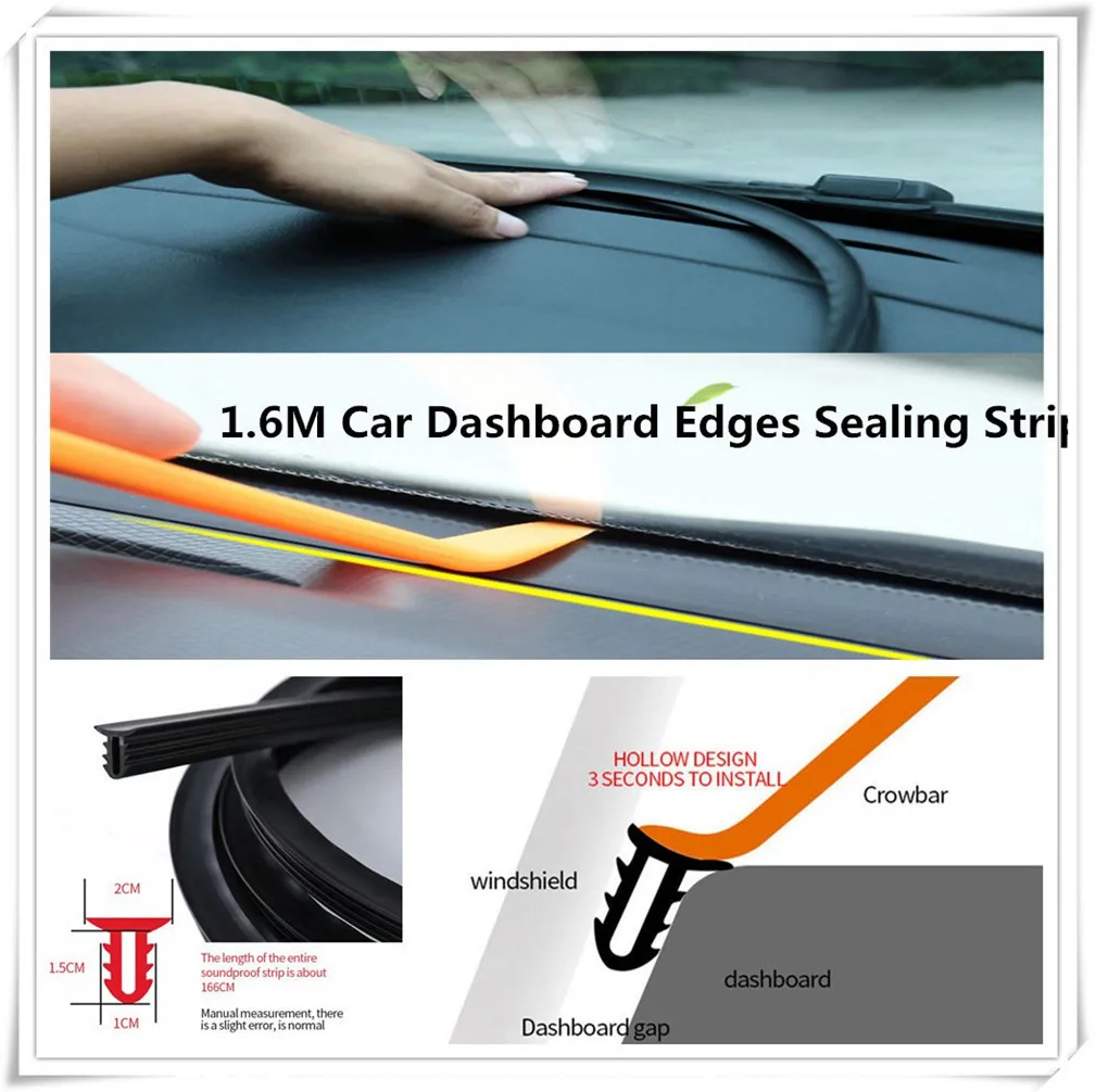 1.6M Car Dashboard Strip Front Sealing Rubber for Toyota Tacoma Tercel Tiara Van Venza Yaris Hiace Prius V Hilux Land Cruis | Автомобили и