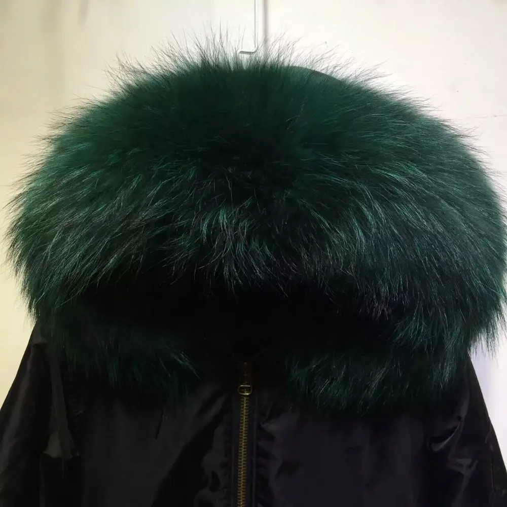 Черная меховая парка-бомбер с темно-зеленым искусственным мехом, короткая мини-куртка для женщин, красивая зимняя куртка с воротником из меха енота