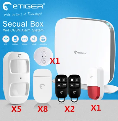 

Etiger Wifi Alarm Security GSM Home Alarm System with Pet Immunity PIR motion sensor and outdoor Flash Strobe Siren