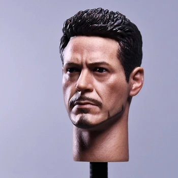 

1/6 Scale Iron Man Tony Stark Head Sculpt Model Head with red collar Fit 12" Male HT MK43 MK45 Figure