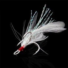 Afishlure 20 шт./лот тройные Крючки с пером из высокоуглеродистой стали Нахлыстовые Крючки для рыбалки 1#2#4#6#8#10# рыболовные снасти