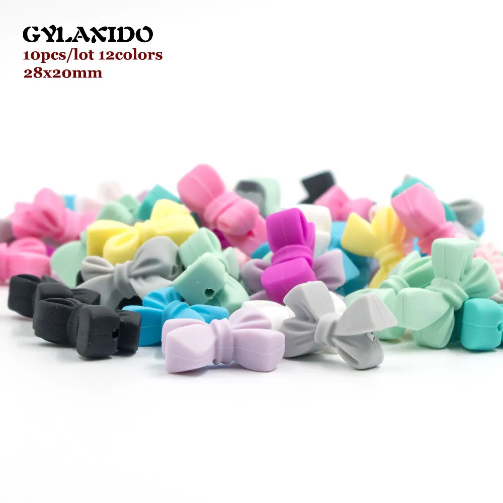 

10Pcs Silicone Bow Tie Beads 20mm Baby Teething Necklace Toys BPA Free Perle Silicone Beads For Jewelry Making Baby Products