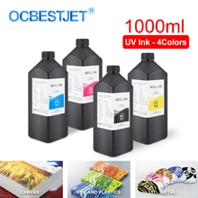 1000 мл 4 цвета/набор светящиеся в ультрафиолетовом свете чернила для DX4 DX5 DX6 DX7 печатающая головка для Epson 1390 R1800 R1900 4800 4880 7880 9880 УФ планшетный принтер