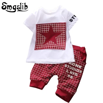 

Baby Boy Clothes Summer Newborn baby girl clothes Set Cotton Casual Short Sleeve T-shirt+Cross Pants 2pcs Infant Clothes Set