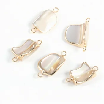 

Natural Irregular Shell Pearl Double Hole Connector Diy Beads Accessories For Jewelry Making15*22