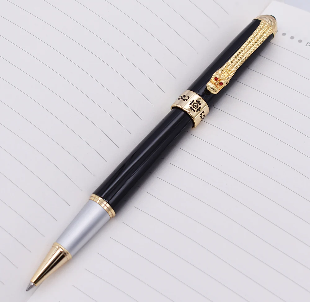 Jinhao Luxurious Rollerball Pen with Ink Refill, Classic Style Dragon Clip Black Writing Signature Pen Business Office Supplies