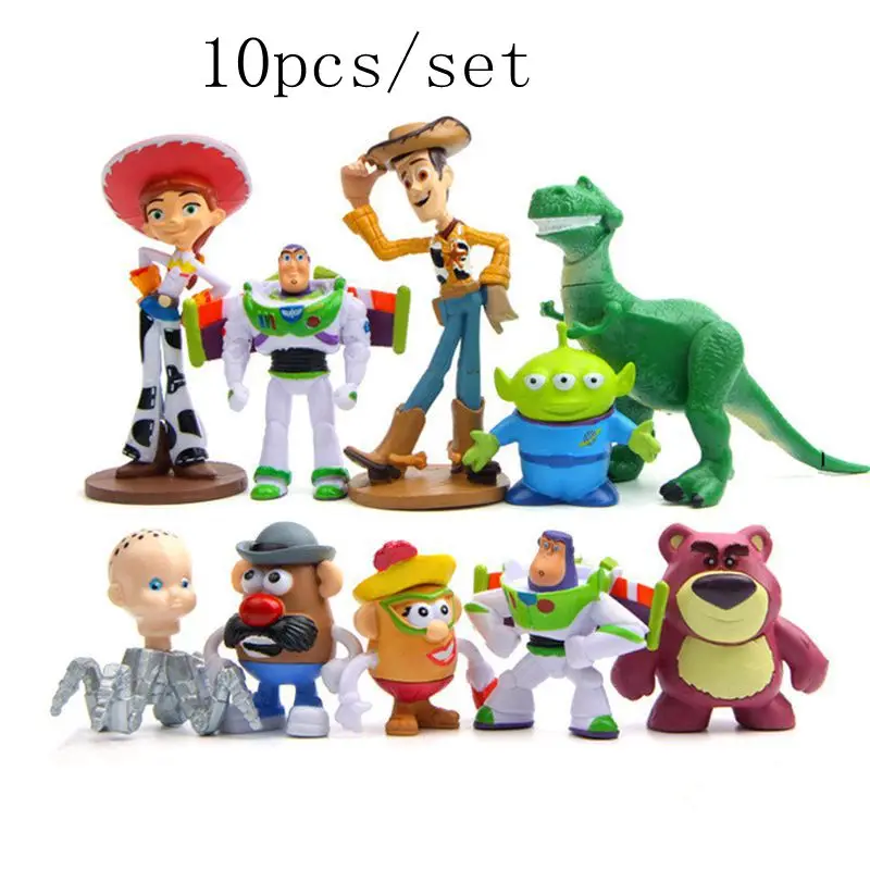 

10pcs/set Toy Story Action Figure Woody Buzz Lightyear Jessie Rex Aliens Mr Potato Head Dolls PVC Modek Children Birthday Gift