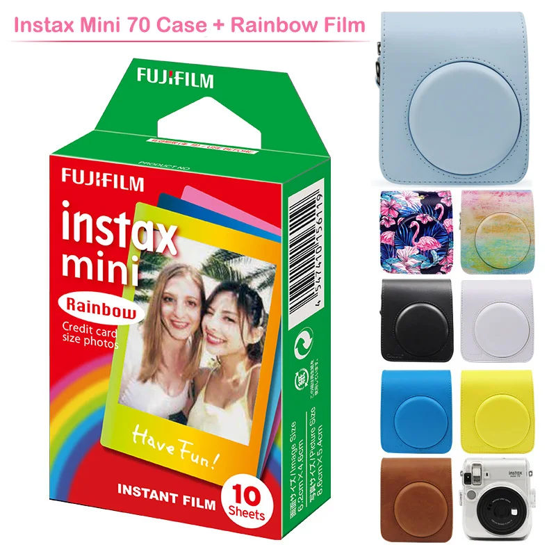 Оригинальная Fujifilm Instax Mini радужная пленка с защитным чехлом из искусственной кожи