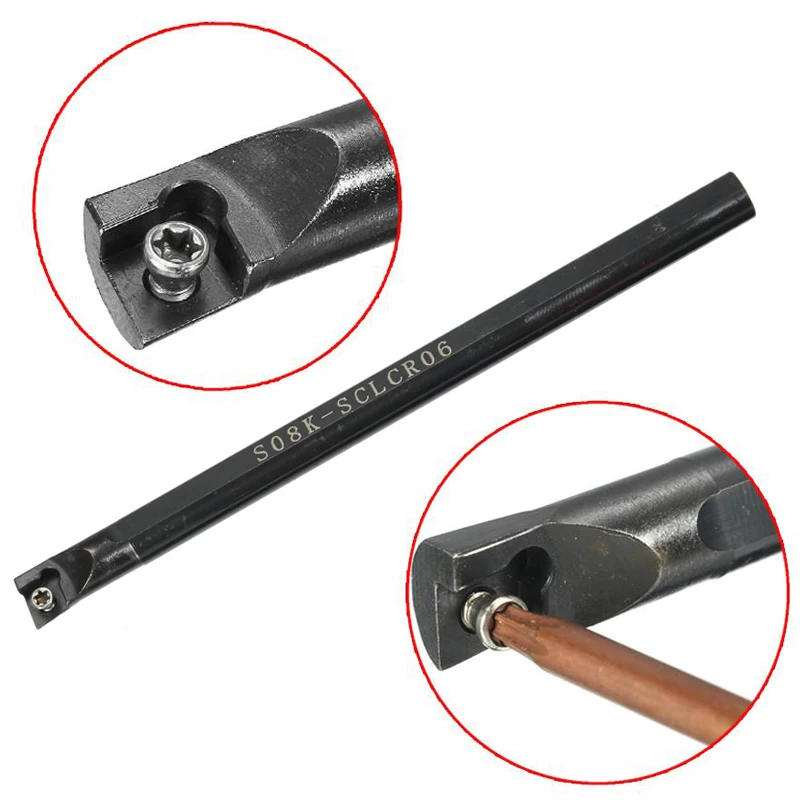 S08K-SCLCR06 Turning Tool Holder Boring Bar + 10pcs CCMT060204-HM Blades Inserts + T8 Wrench For Lathe Turning Tool Mayitr