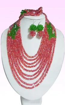 

Hot Sale!!! The newest design by crystal in red with necklace bracelet earrings